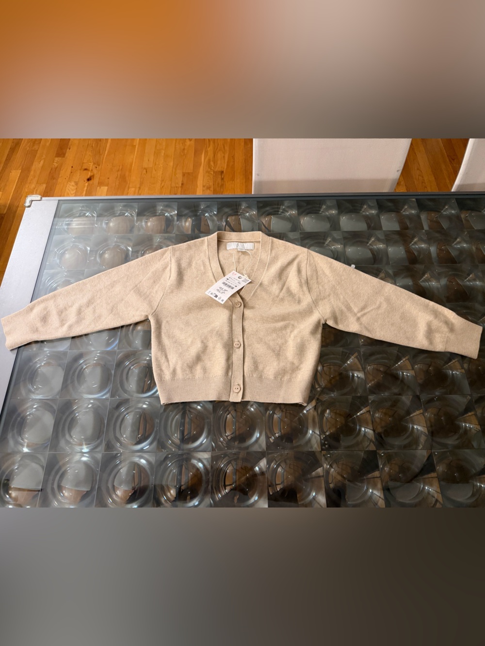 NWT Zara 6-7 Beige Button-Front Cardigan Sweater
